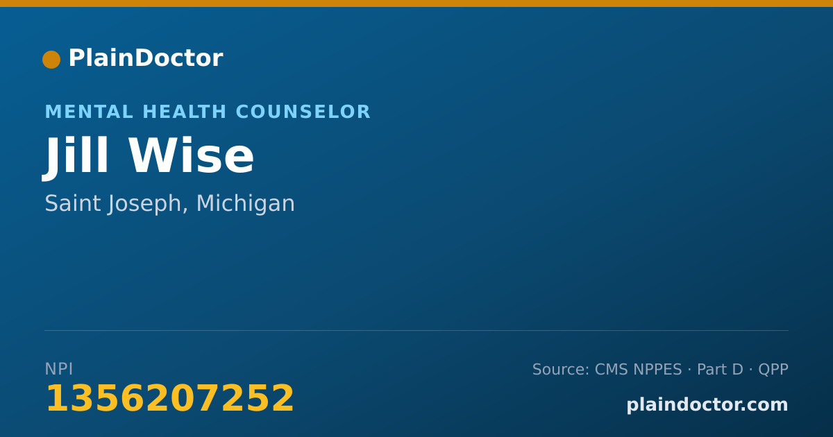 Shareable card for Jill Wise - Mental Health Counselor, Saint Joseph, MI