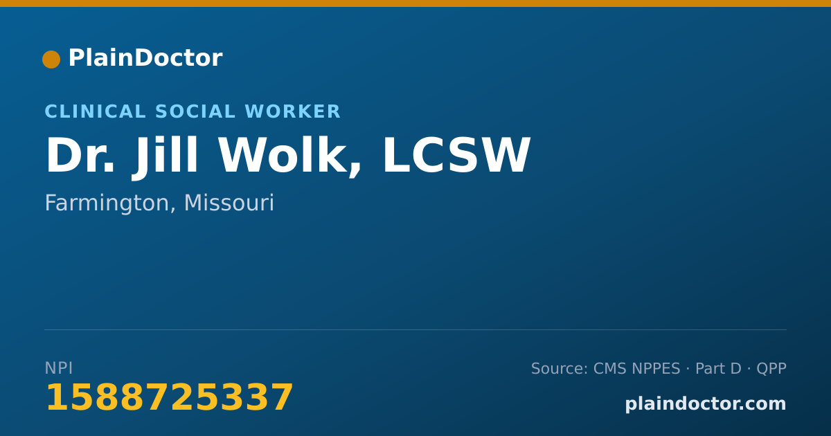 Shareable card for Jill Wolk, LCSW - Clinical Social Worker, Farmington, MO