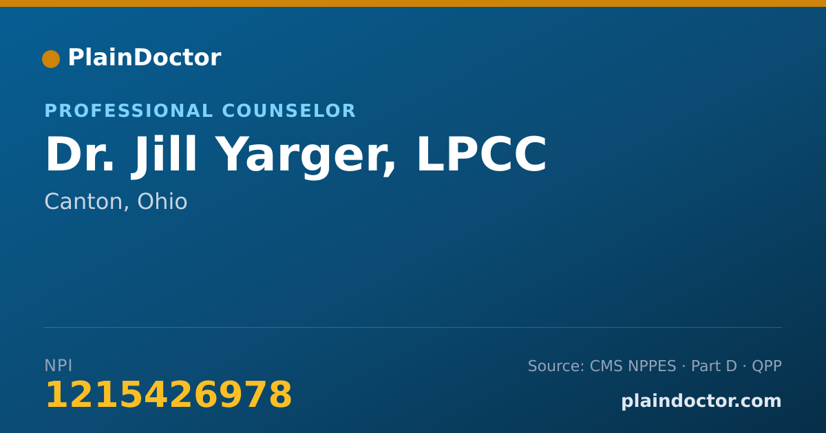 Shareable card for Jill Yarger, LPCC - Professional Counselor, Canton, OH