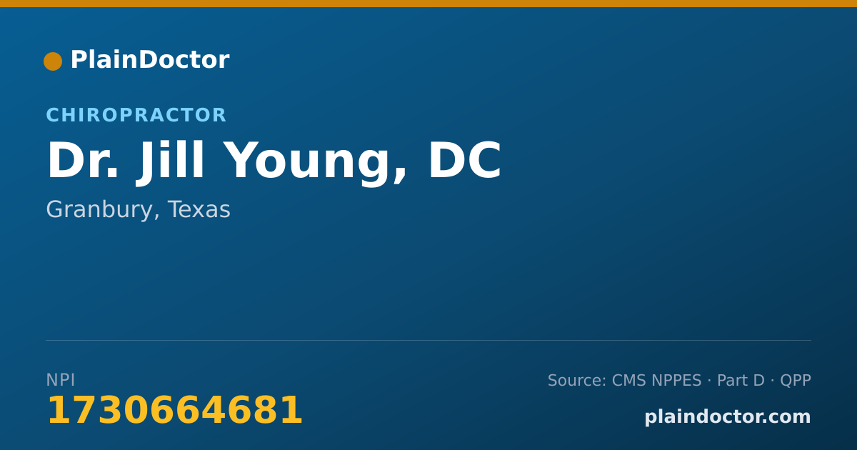 Shareable card for Jill Young, DC - Chiropractor, Granbury, TX