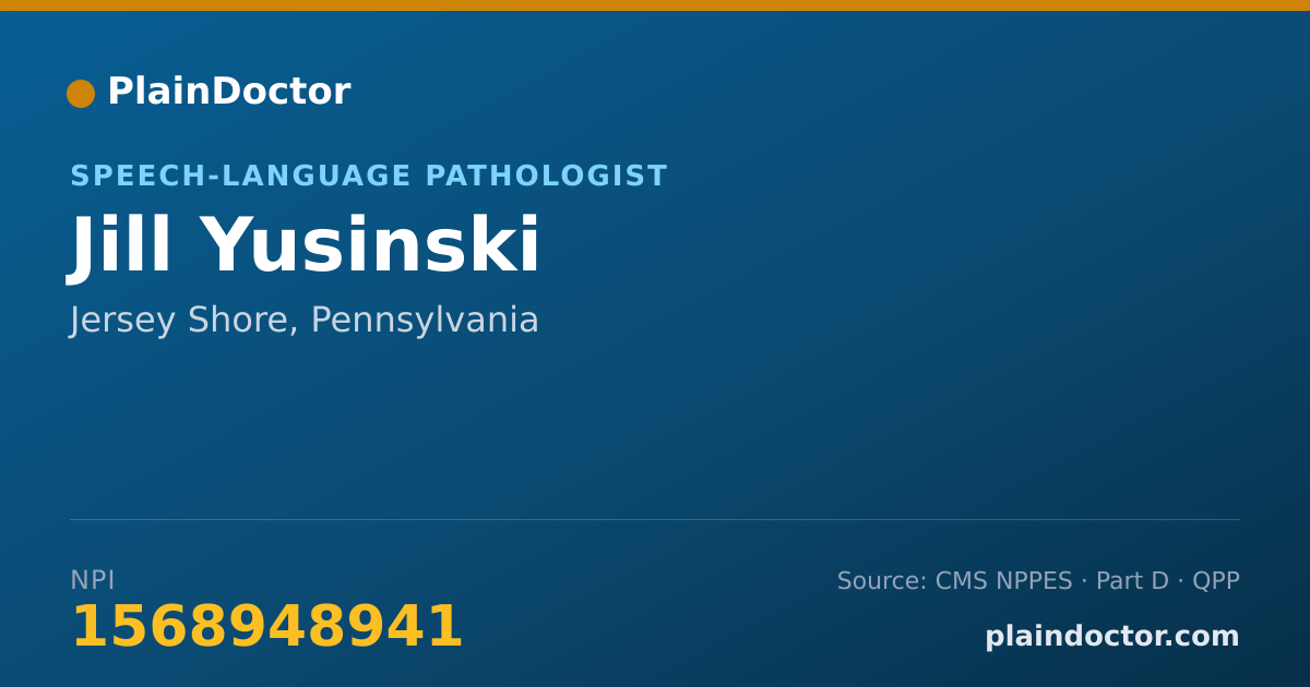 Shareable card for Jill Yusinski - Speech-Language Pathologist, Jersey Shore, PA