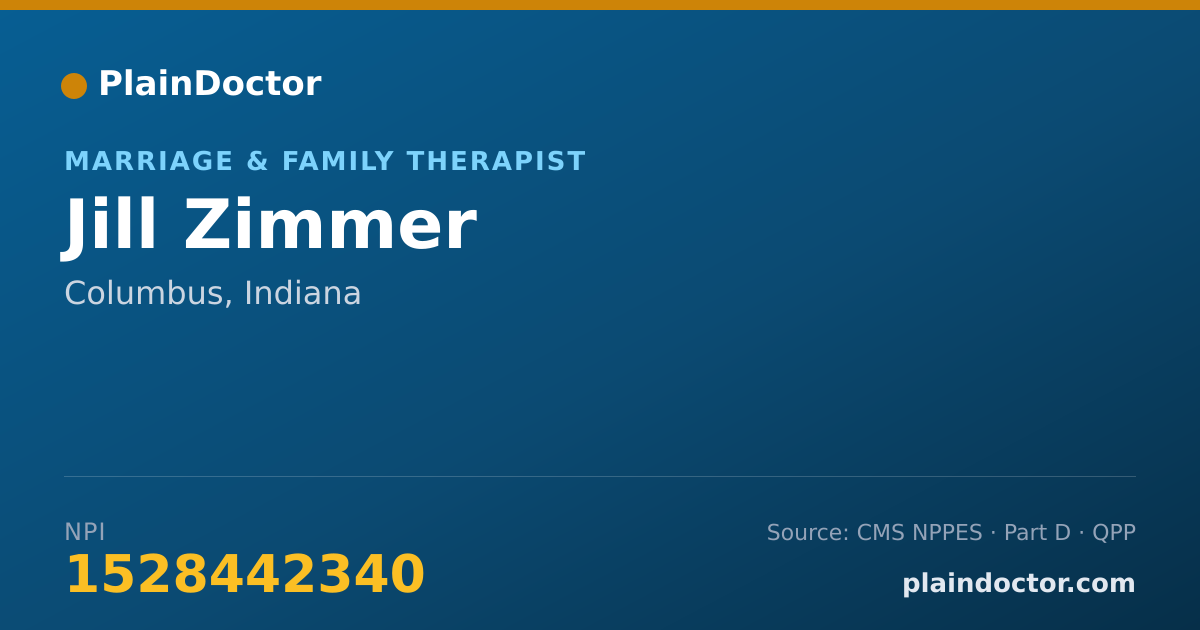 Shareable card for Jill Zimmer - Marriage & Family Therapist, Columbus, IN
