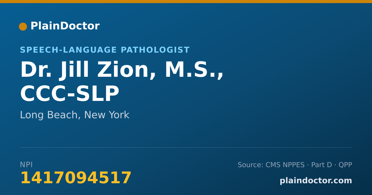 Shareable card for Jill Zion, M.S., CCC-SLP - Speech-Language Pathologist, Long Beach, NY