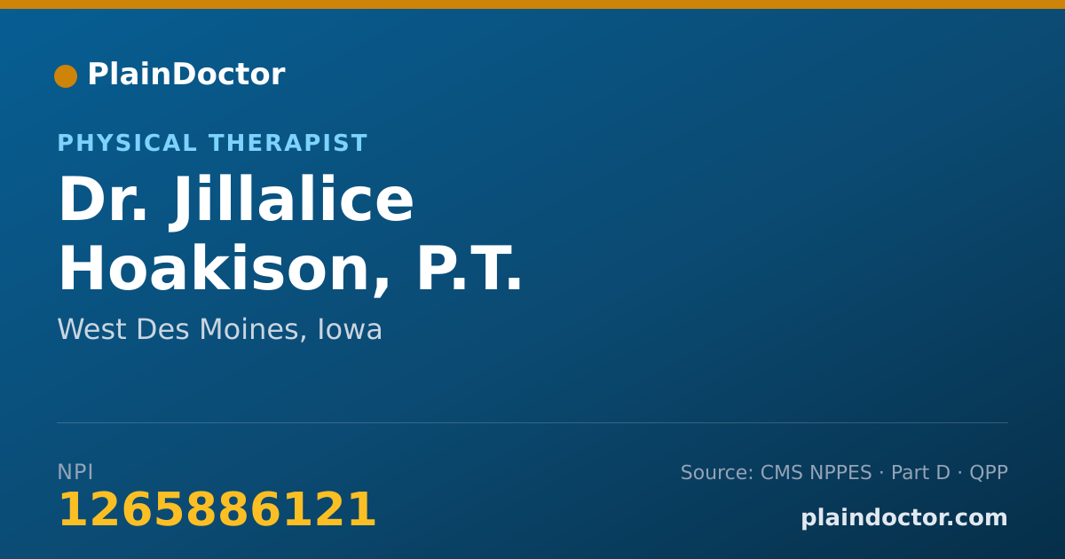 Shareable card for Jillalice Hoakison, P.T. - Physical Therapist, West Des Moines, IA