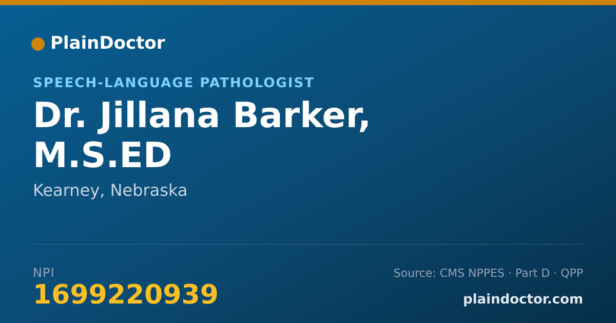 Shareable card for Jillana Barker, M.S.ED - Speech-Language Pathologist, Kearney, NE