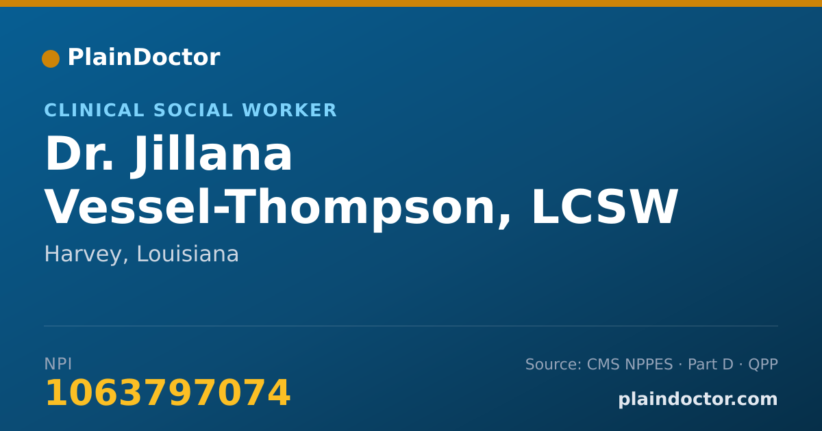Shareable card for Jillana Vessel-Thompson, LCSW - Clinical Social Worker, Harvey, LA