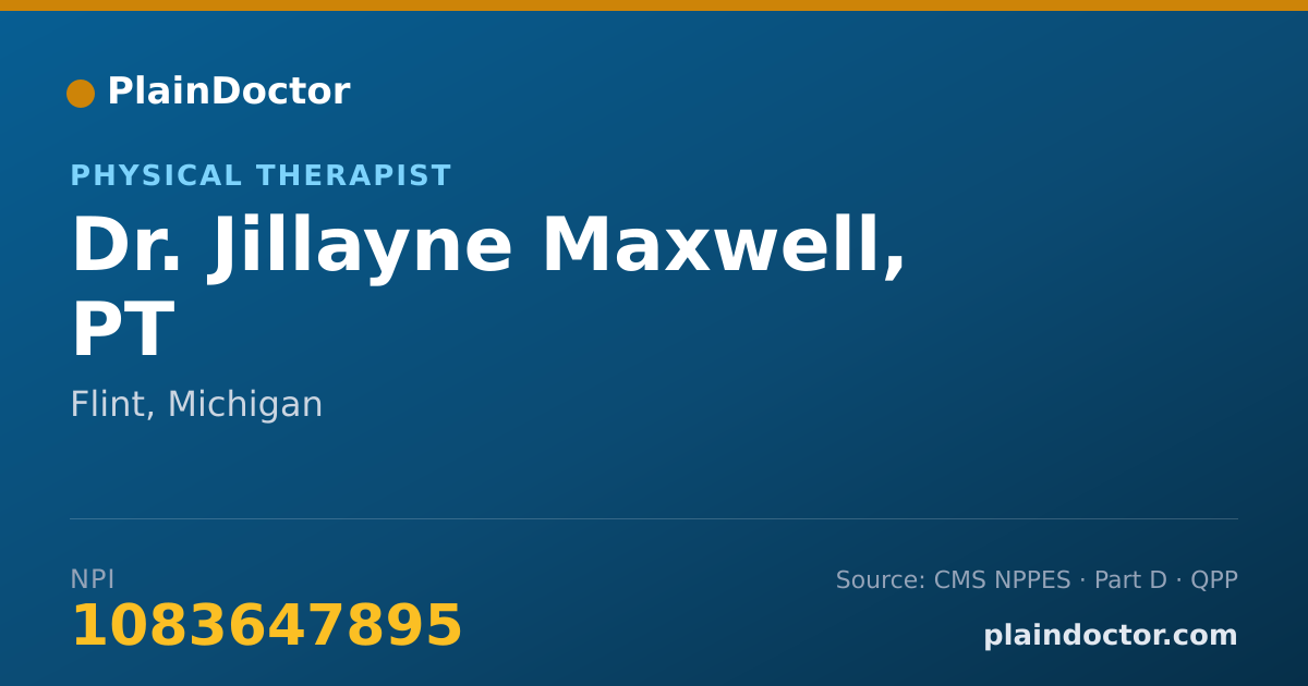 Shareable card for Jillayne Maxwell, PT - Physical Therapist, Flint, MI