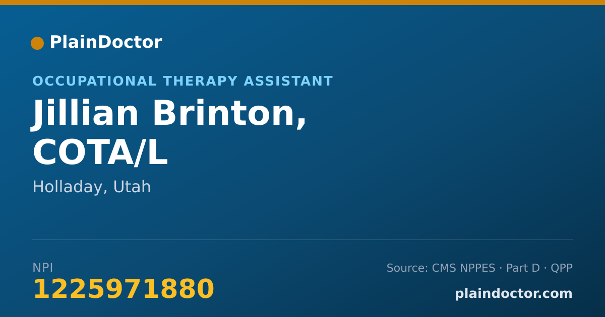 Shareable card for Jillian Brinton, COTA/L - Occupational Therapy Assistant, Holladay, UT
