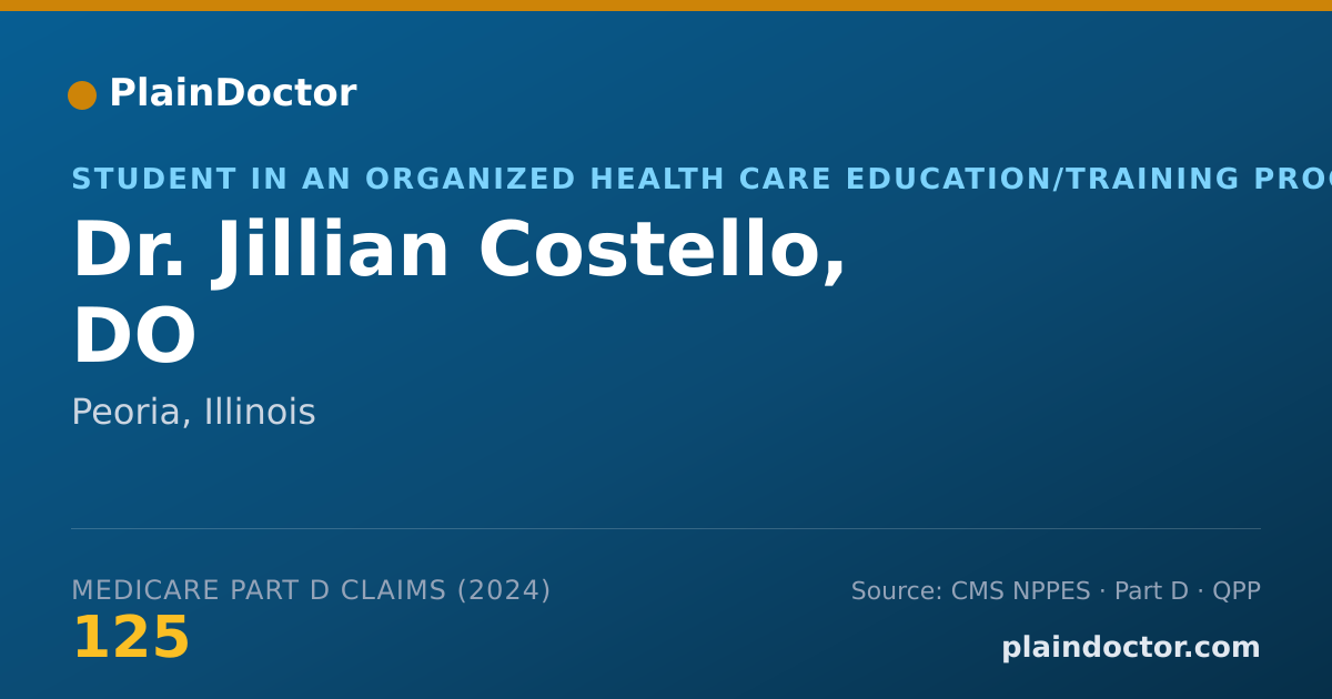 Shareable card for Jillian Costello, DO - Student in an Organized Health Care Education/Training Program, Peoria, IL
