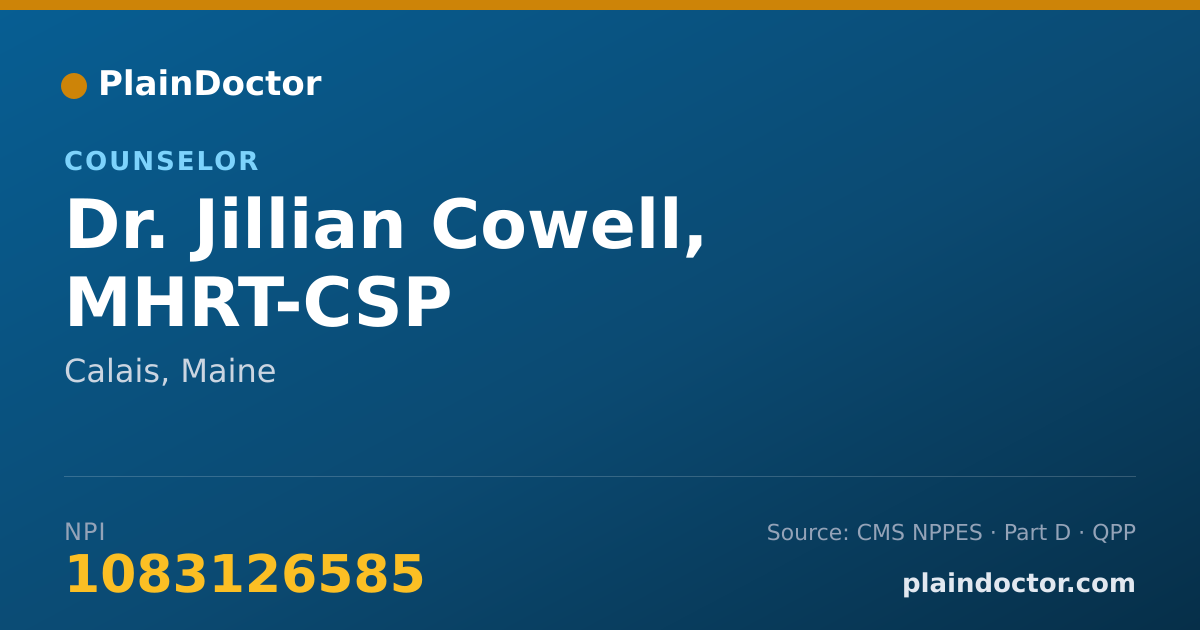 Shareable card for Jillian Cowell, MHRT-CSP - Counselor, Calais, ME