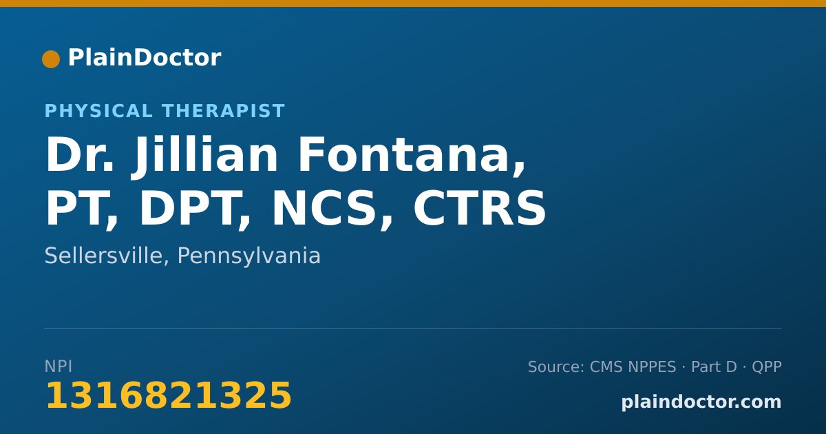 Shareable card for Jillian Fontana, PT, DPT, NCS, CTRS - Physical Therapist, Sellersville, PA