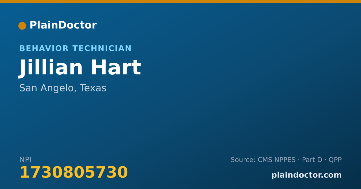 Shareable card for Jillian Hart - Behavior Technician, San Angelo, TX