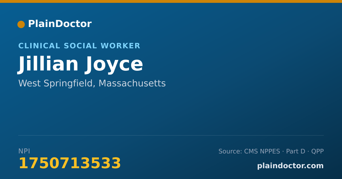 Shareable card for Jillian Joyce - Clinical Social Worker, West Springfield, MA