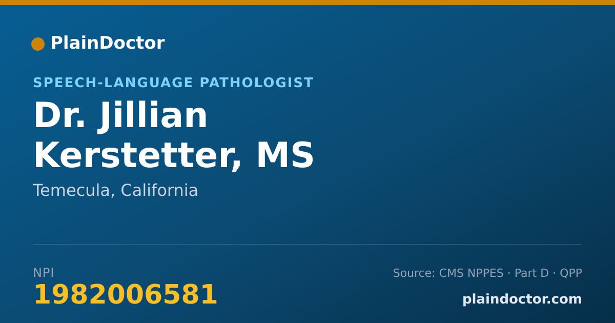 Shareable card for Jillian Kerstetter, MS - Speech-Language Pathologist, Temecula, CA