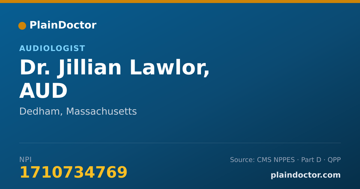 Shareable card for Jillian Lawlor, AUD - Audiologist, Dedham, MA