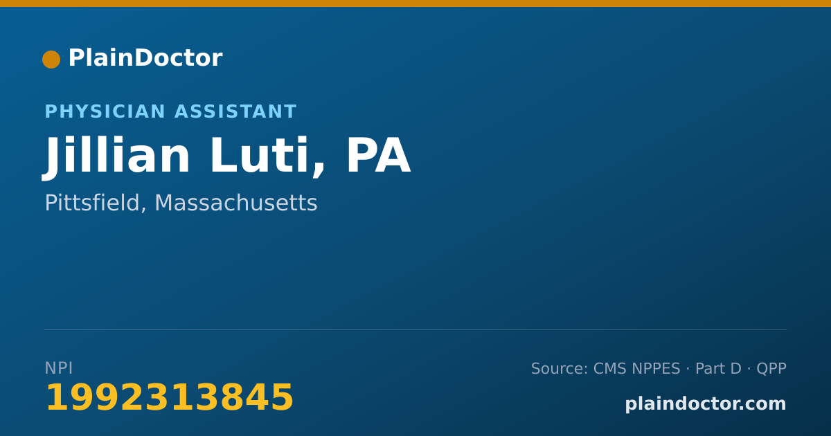 Shareable card for Jillian Luti, PA - Physician Assistant, Pittsfield, MA