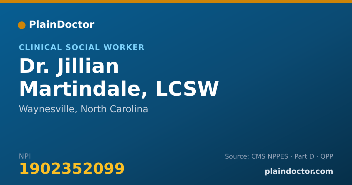 Shareable card for Jillian Martindale, LCSW - Clinical Social Worker, Waynesville, NC