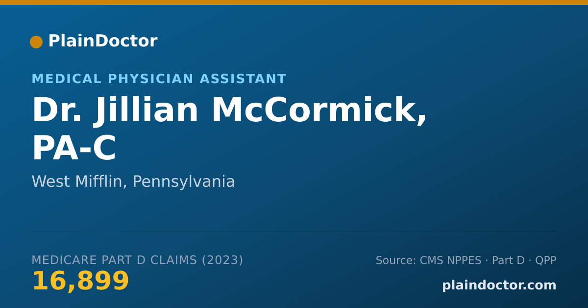 Shareable card for Jillian McCormick, PA-C - Medical Physician Assistant, West Mifflin, PA