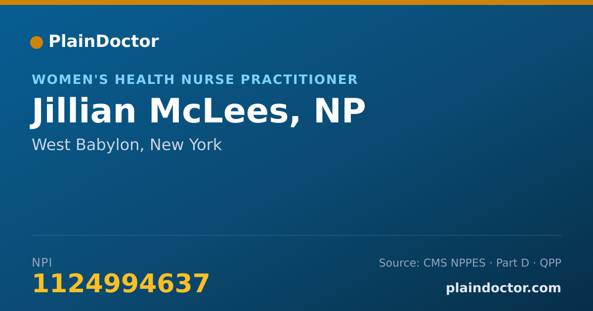 Shareable card for Jillian McLees, NP - Women's Health Nurse Practitioner, West Babylon, NY