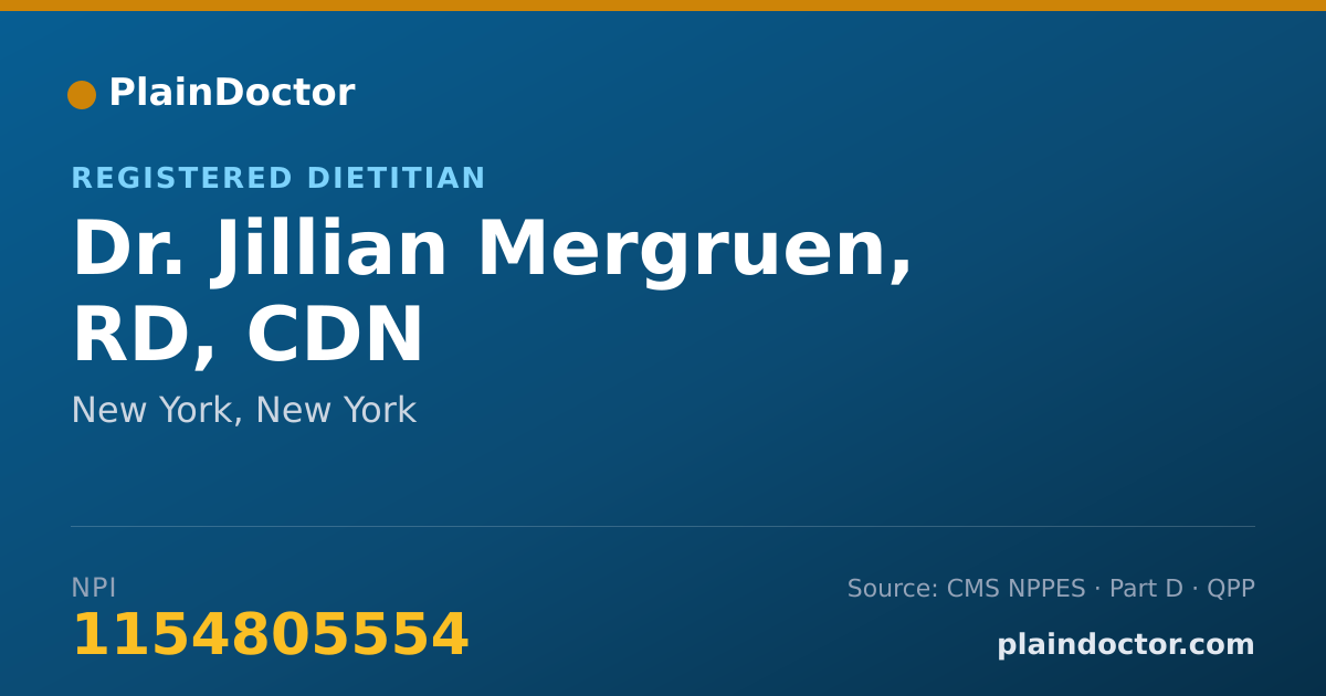 Shareable card for Jillian Mergruen, RD, CDN - Registered Dietitian, New York, NY