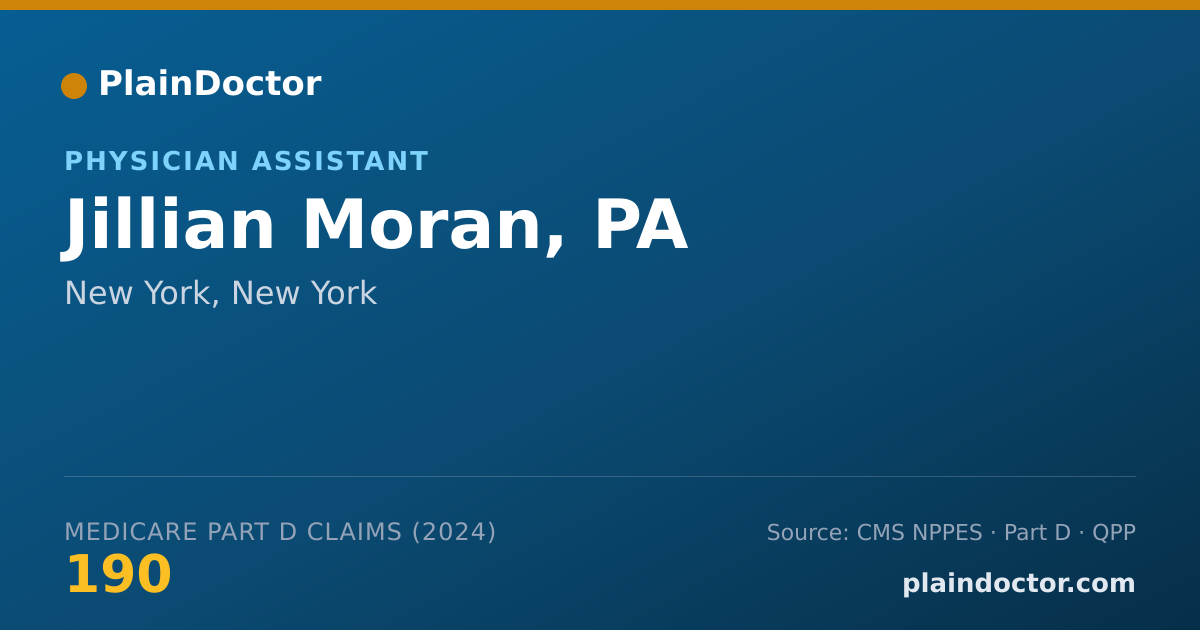 Shareable card for Jillian Moran, PA - Physician Assistant, New York, NY