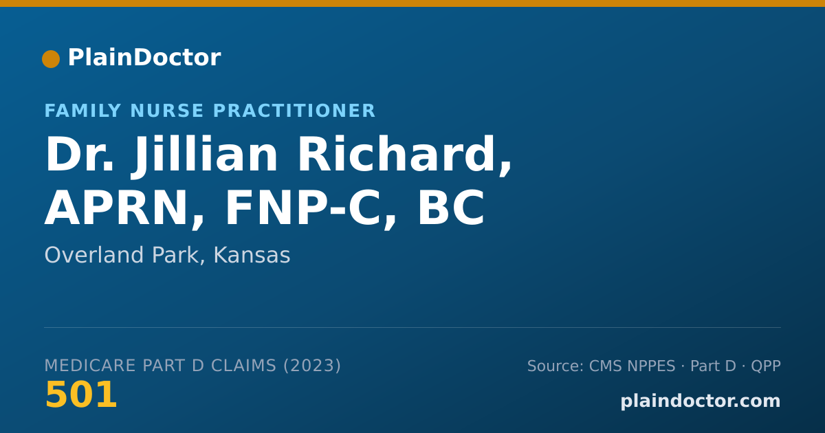 Shareable card for Jillian Richard, APRN, FNP-C, BC - Family Nurse Practitioner, Overland Park, KS