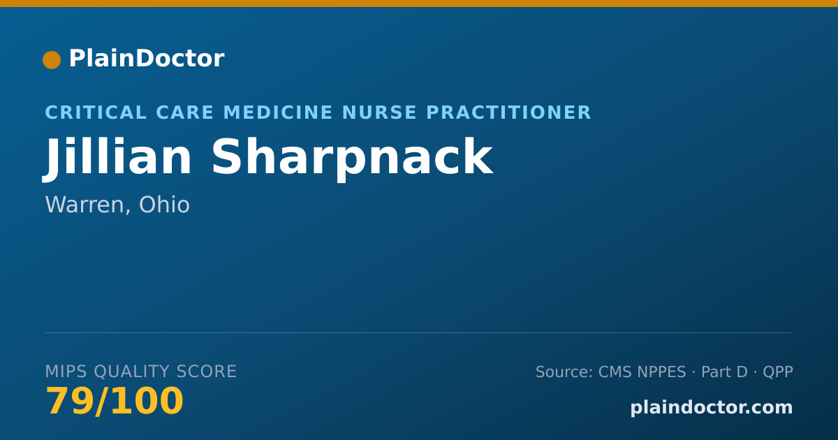 Shareable card for Jillian Sharpnack - Critical Care Medicine Nurse Practitioner, Warren, OH