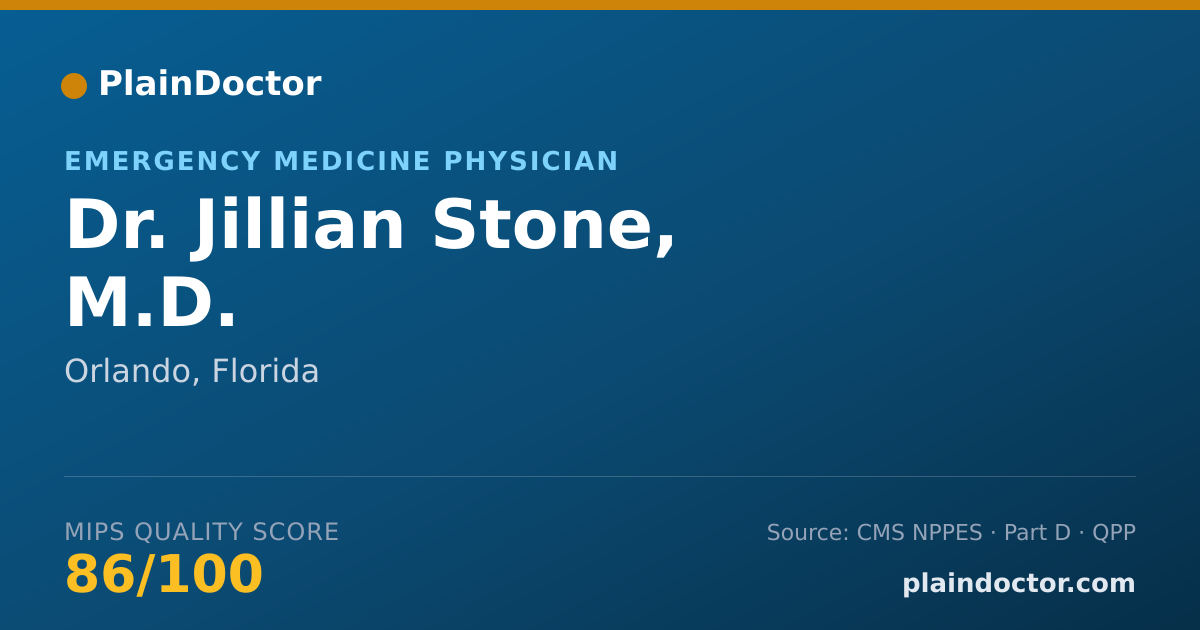 Shareable card for Jillian Stone, M.D. - Emergency Medicine Physician, Orlando, FL