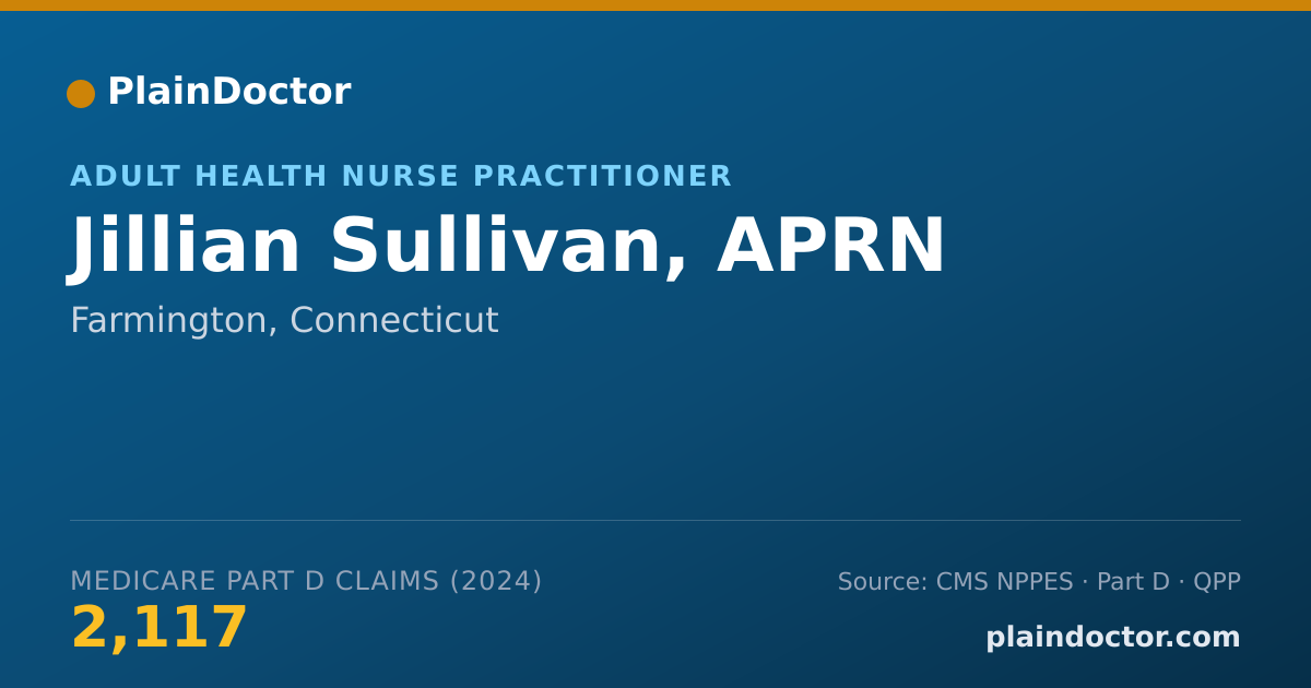 Shareable card for Jillian Sullivan, APRN - Adult Health Nurse Practitioner, Farmington, CT