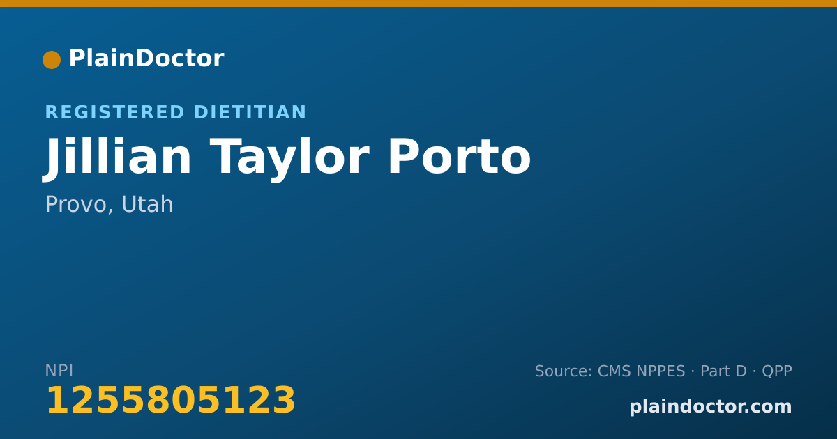 Shareable card for Jillian Taylor Porto - Registered Dietitian, Provo, UT