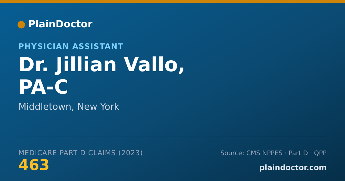 Shareable card for Jillian Vallo, PA-C - Physician Assistant, Middletown, NY