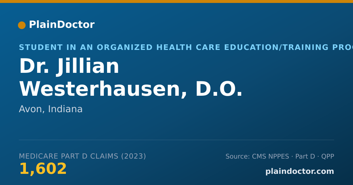 Shareable card for Jillian Westerhausen, D.O. - Student in an Organized Health Care Education/Training Program, Avon, IN