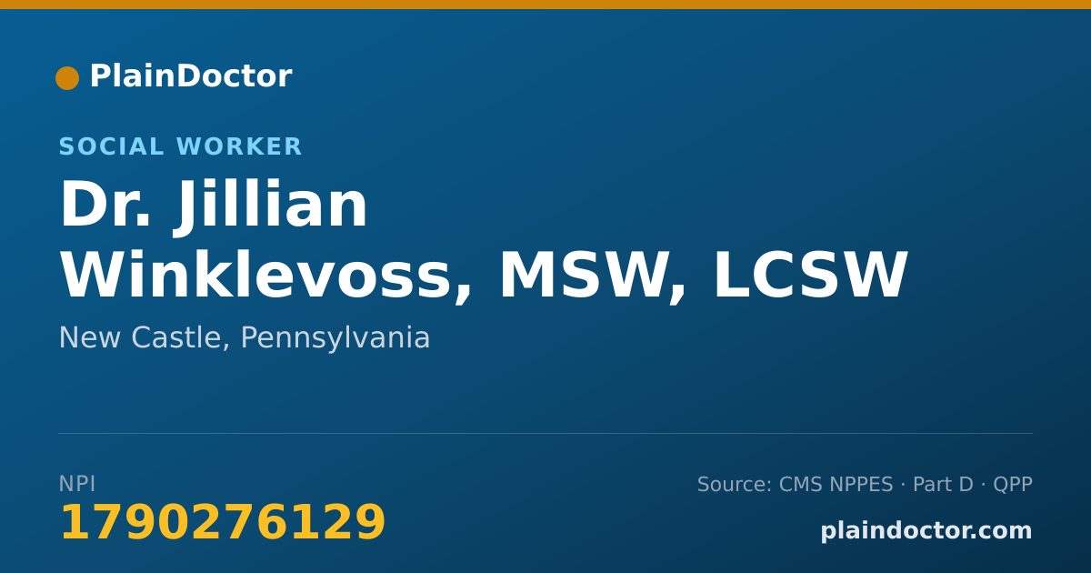 Shareable card for Jillian Winklevoss, MSW, LCSW - Social Worker, New Castle, PA