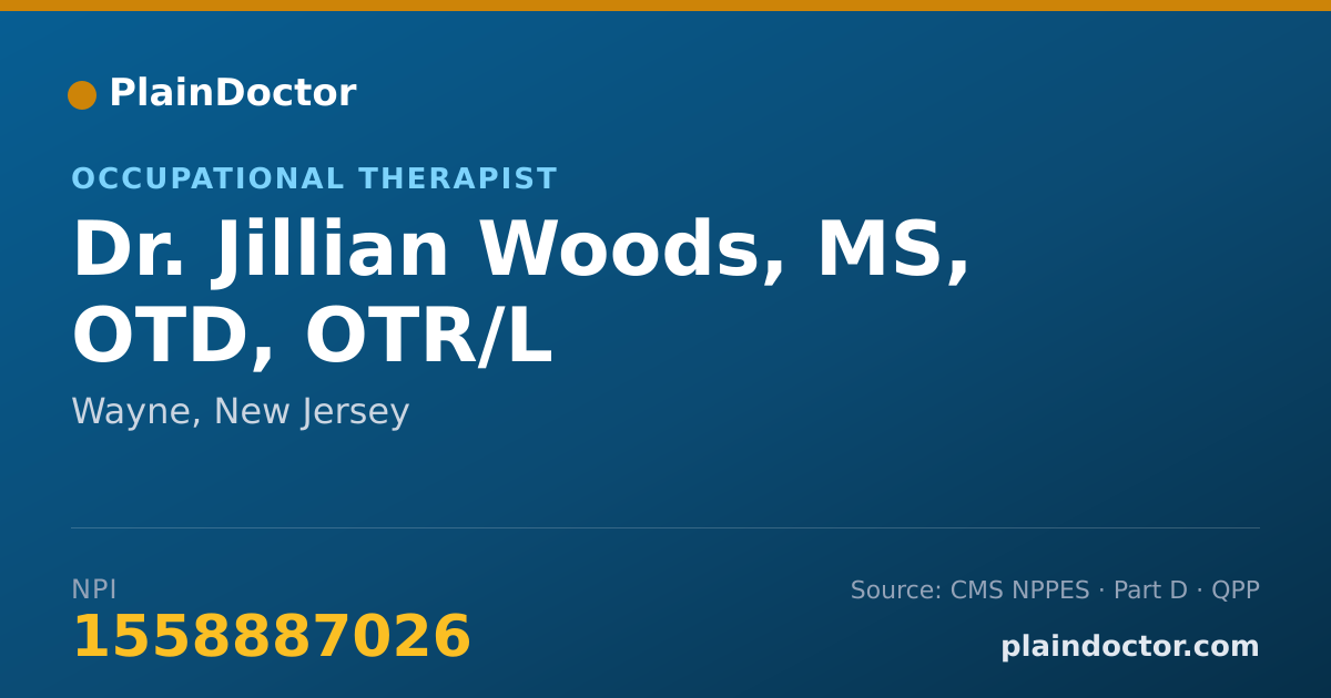 Shareable card for Jillian Woods, MS, OTD, OTR/L - Occupational Therapist, Wayne, NJ