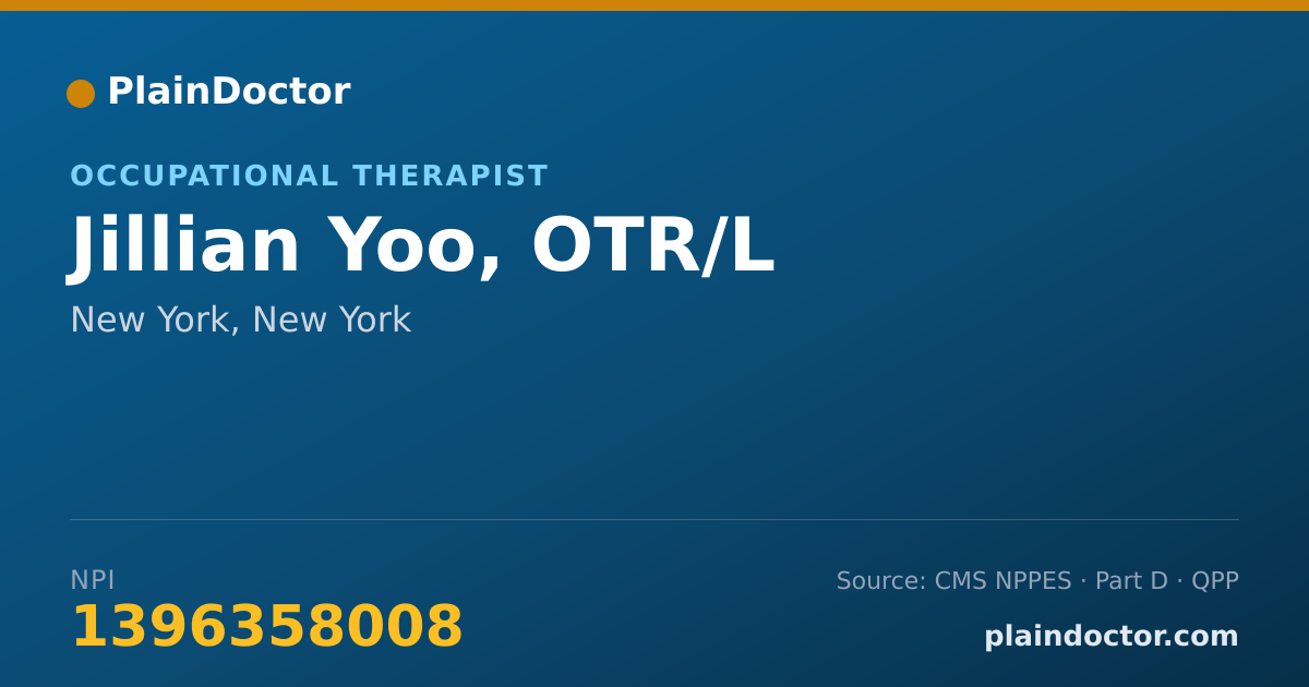 Shareable card for Jillian Yoo, OTR/L - Occupational Therapist, New York, NY