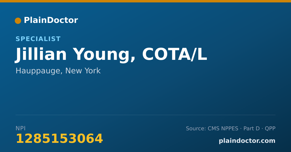Shareable card for Jillian Young, COTA/L - Specialist, Hauppauge, NY