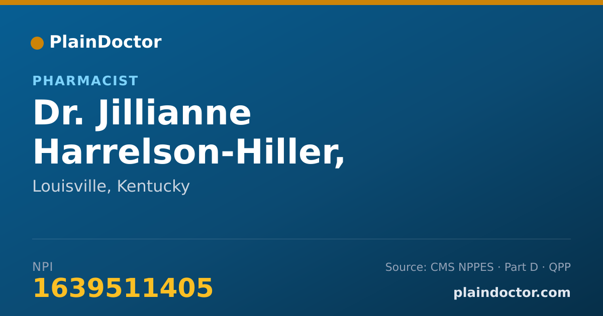 Shareable card for Jillianne Harrelson-Hiller, PHARMD - Pharmacist, Louisville, KY
