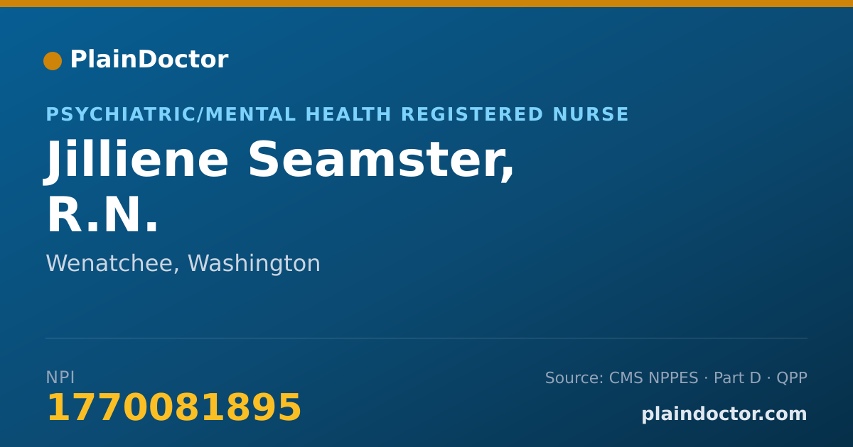 Shareable card for Jilliene Seamster, R.N. - Psychiatric/Mental Health Registered Nurse, Wenatchee, WA