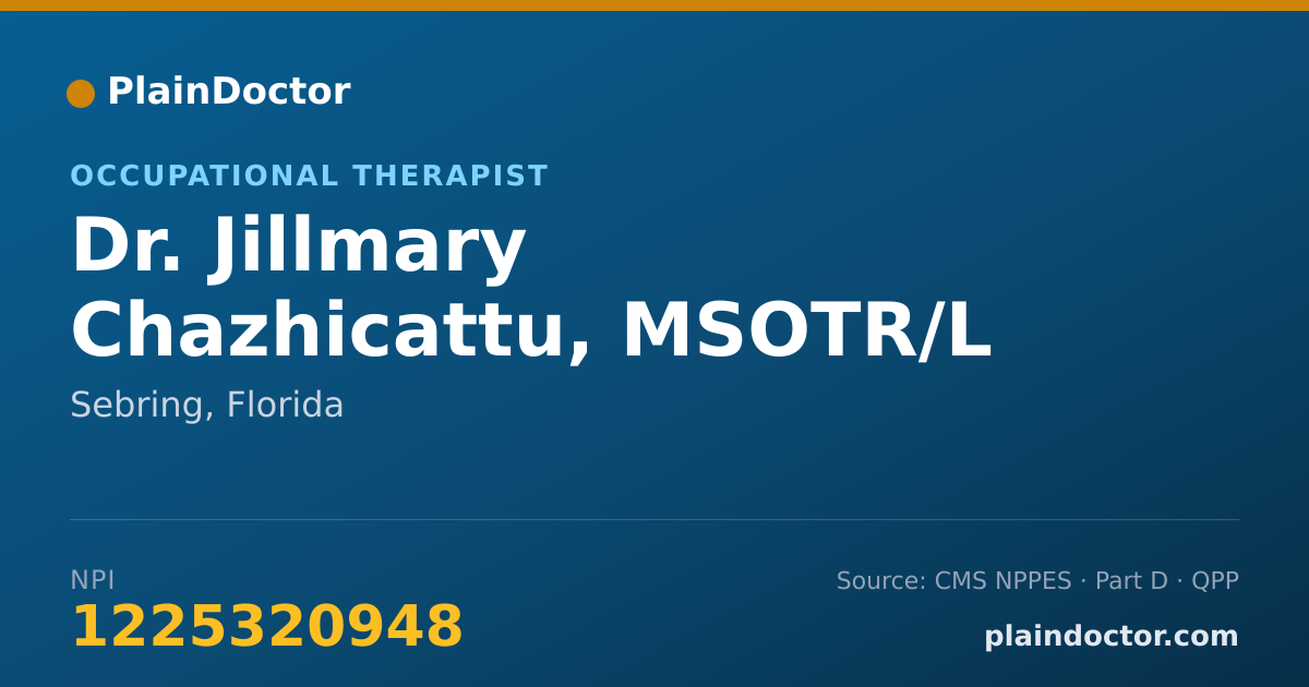 Shareable card for Jillmary Chazhicattu, MSOTR/L - Occupational Therapist, Sebring, FL