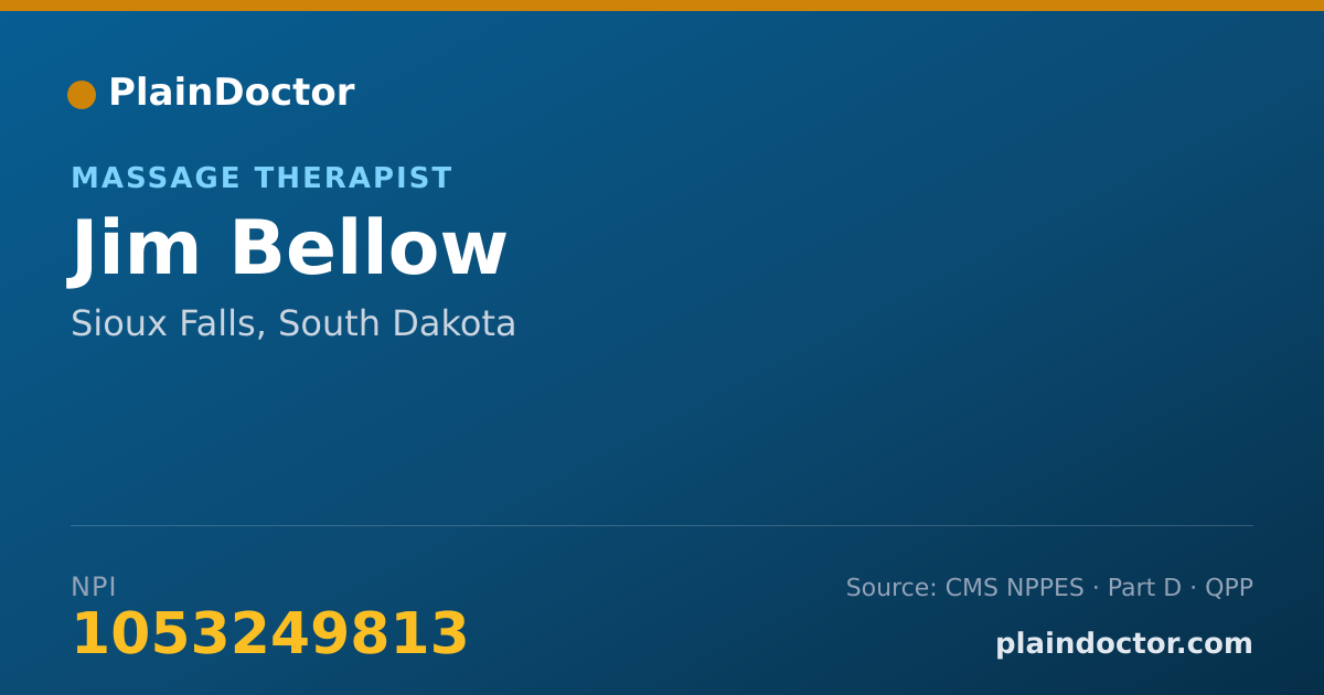 Shareable card for Jim Bellow - Massage Therapist, Sioux Falls, SD