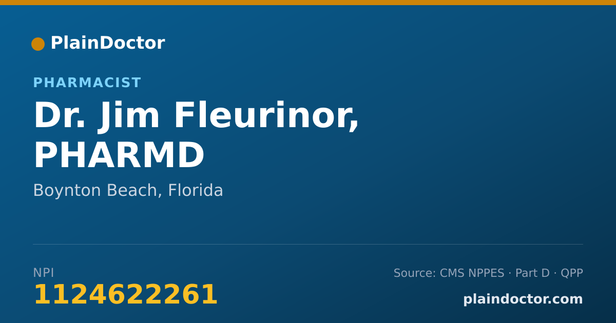 Shareable card for Jim Fleurinor, PHARMD - Pharmacist, Boynton Beach, FL