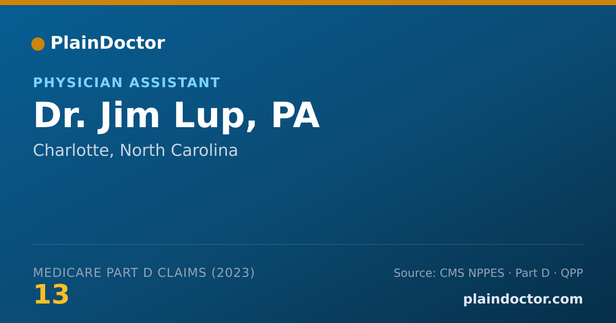 Shareable card for Jim Lup, PA - Physician Assistant, Charlotte, NC