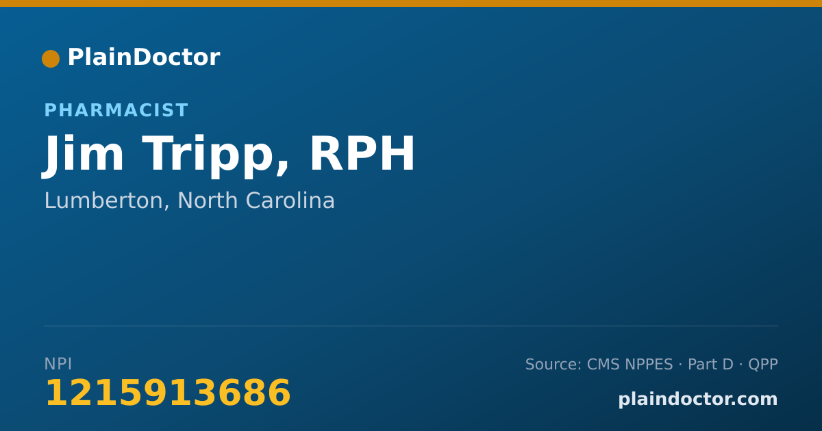 Shareable card for Jim Tripp, RPH - Pharmacist, Lumberton, NC