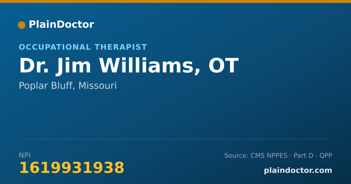 Shareable card for Jim Williams, OT - Occupational Therapist, Poplar Bluff, MO