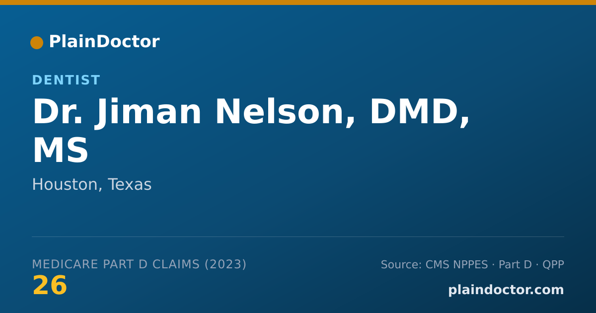 Shareable card for Jiman Nelson, DMD, MS - Dentist, Houston, TX