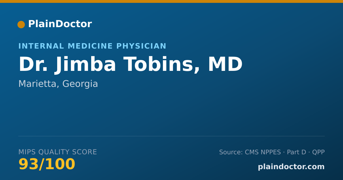 Shareable card for Jimba Tobins, MD - Internal Medicine Physician, Marietta, GA