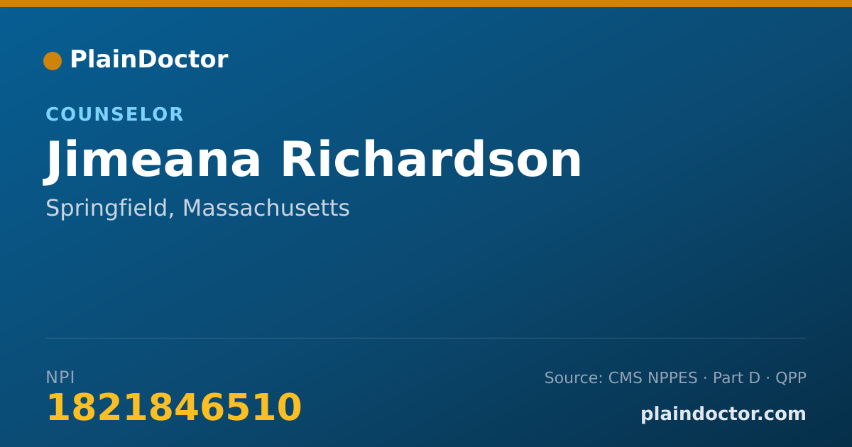 Shareable card for Jimeana Richardson - Counselor, Springfield, MA
