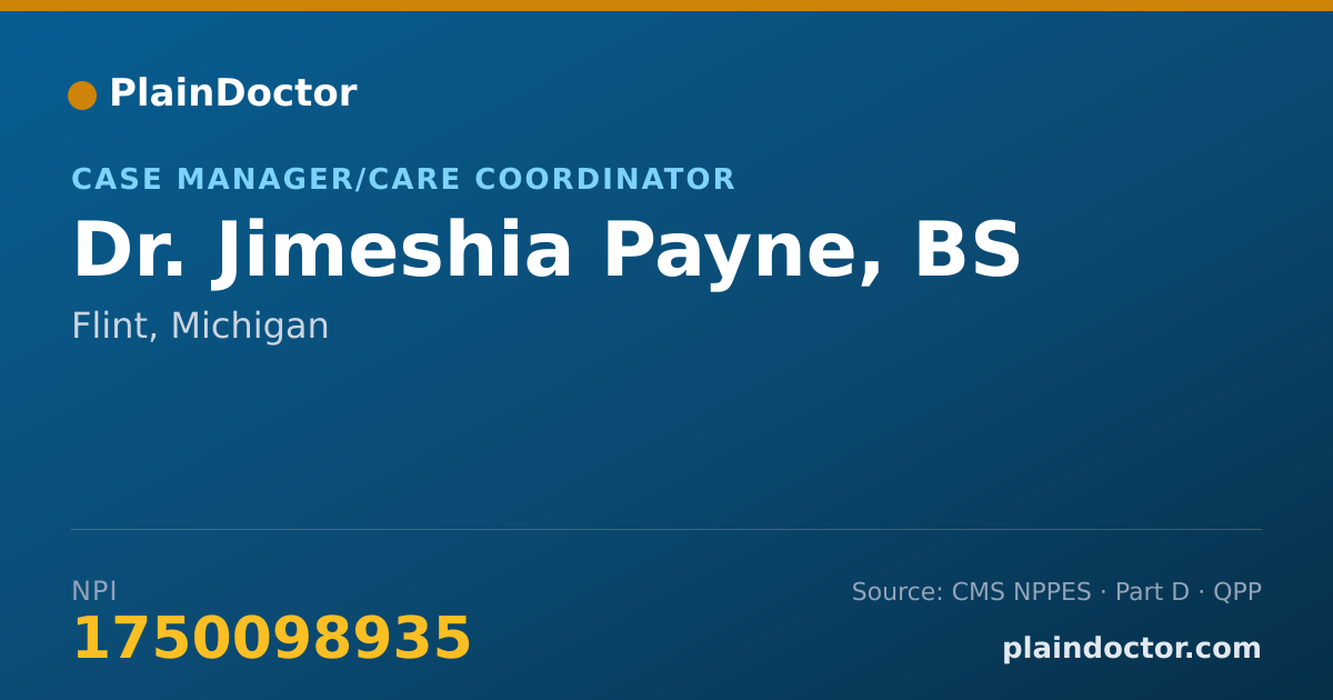 Shareable card for Jimeshia Payne, BS - Case Manager/Care Coordinator, Flint, MI
