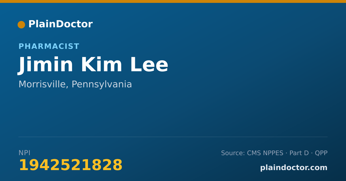Shareable card for Jimin Kim Lee - Pharmacist, Morrisville, PA