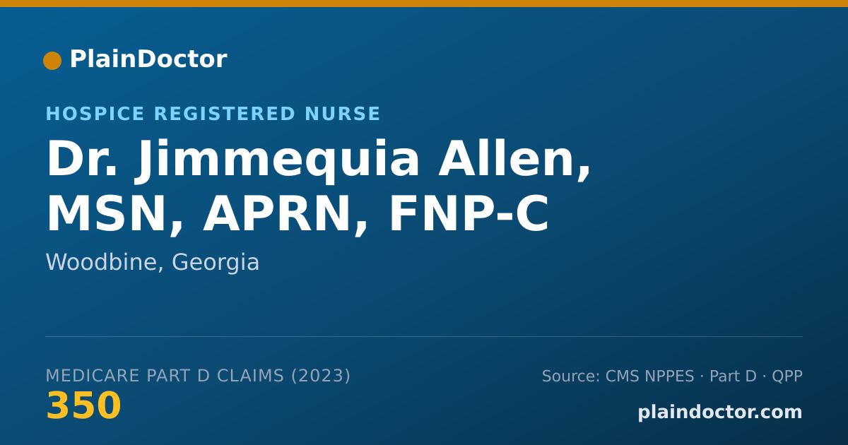 Shareable card for Jimmequia Allen, MSN, APRN, FNP-C - Hospice Registered Nurse, Woodbine, GA